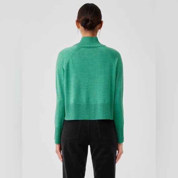 EILEEN FISHER Regenerative Wool Merino Jersey Turtleneck Top in Seaglass - Picture 2 of 11